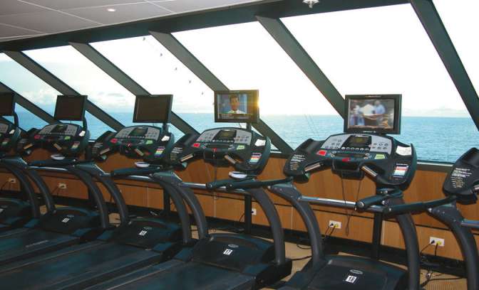 Een fittnescenter op de Carribean Princess van Princess Cruises