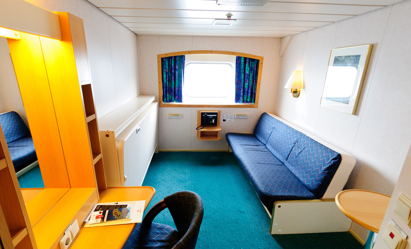 Een buitenhut op de Kong Harald van Hurtigruten