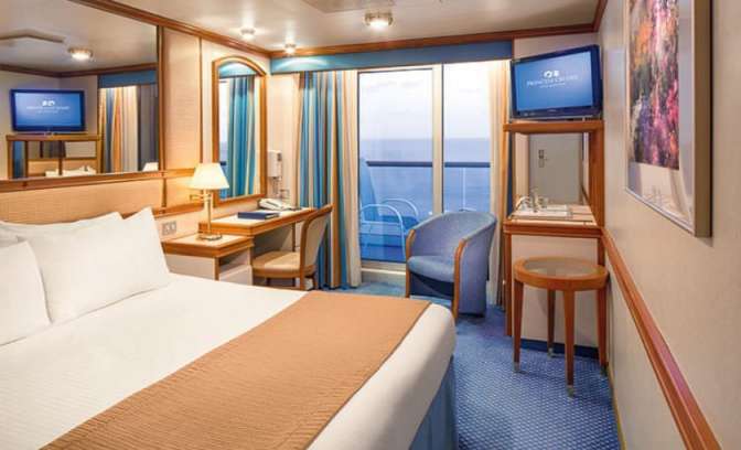 Een balkonhut op de Diamond Princess van Princess Cruises 